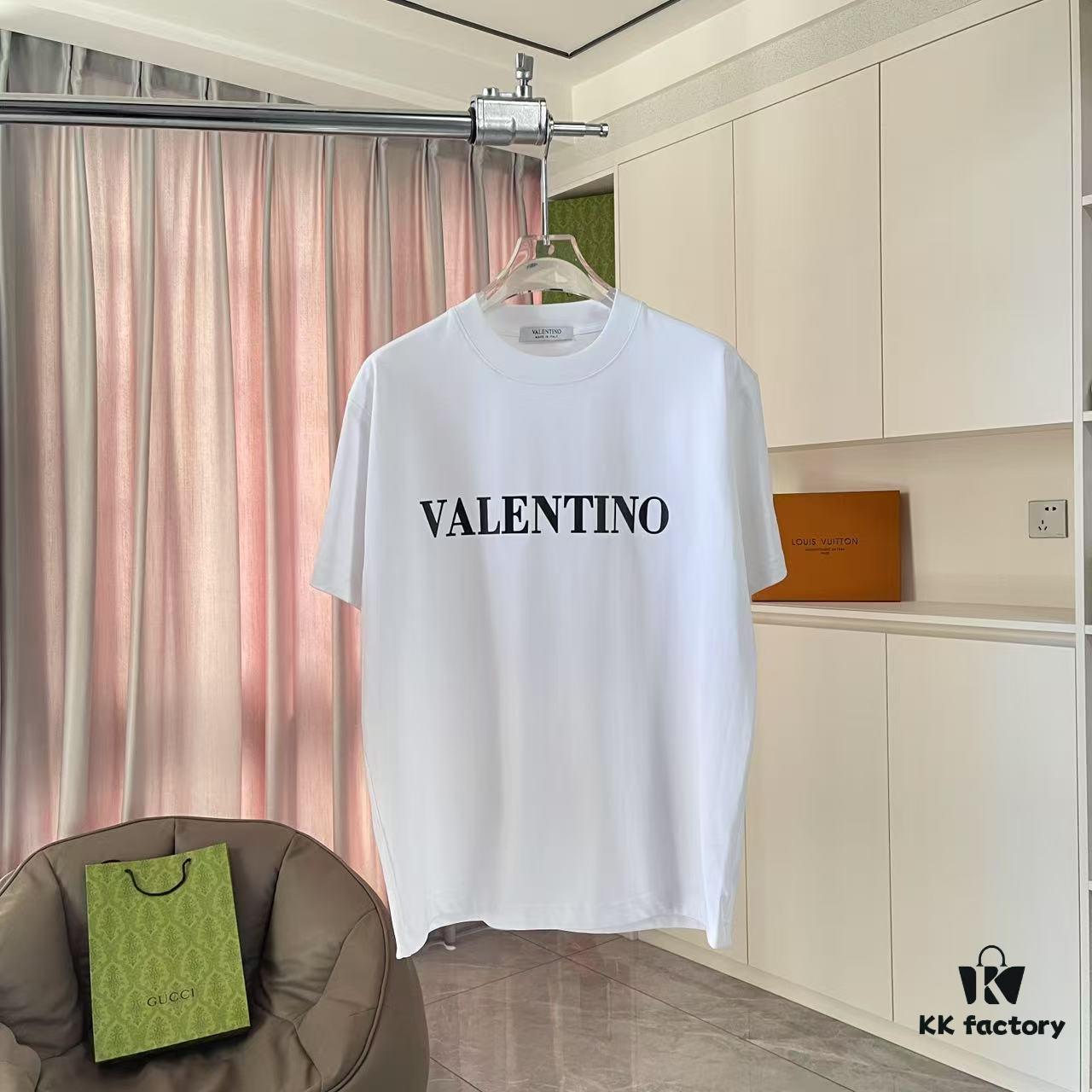 VALENTIN* Valentino 2025 Summer New Arrival Unisex Short Sleeve T-Shirt with Unique Letter Logo 3D Silicone Print Custom 300g Fabric