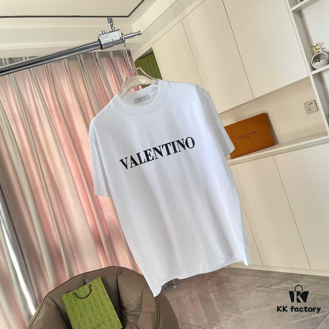 VALENTIN* Valentino 2025 Summer New Arrival Unisex Short Sleeve T-Shirt with Unique Letter Logo 3D Silicone Print Custom 300g Fabric