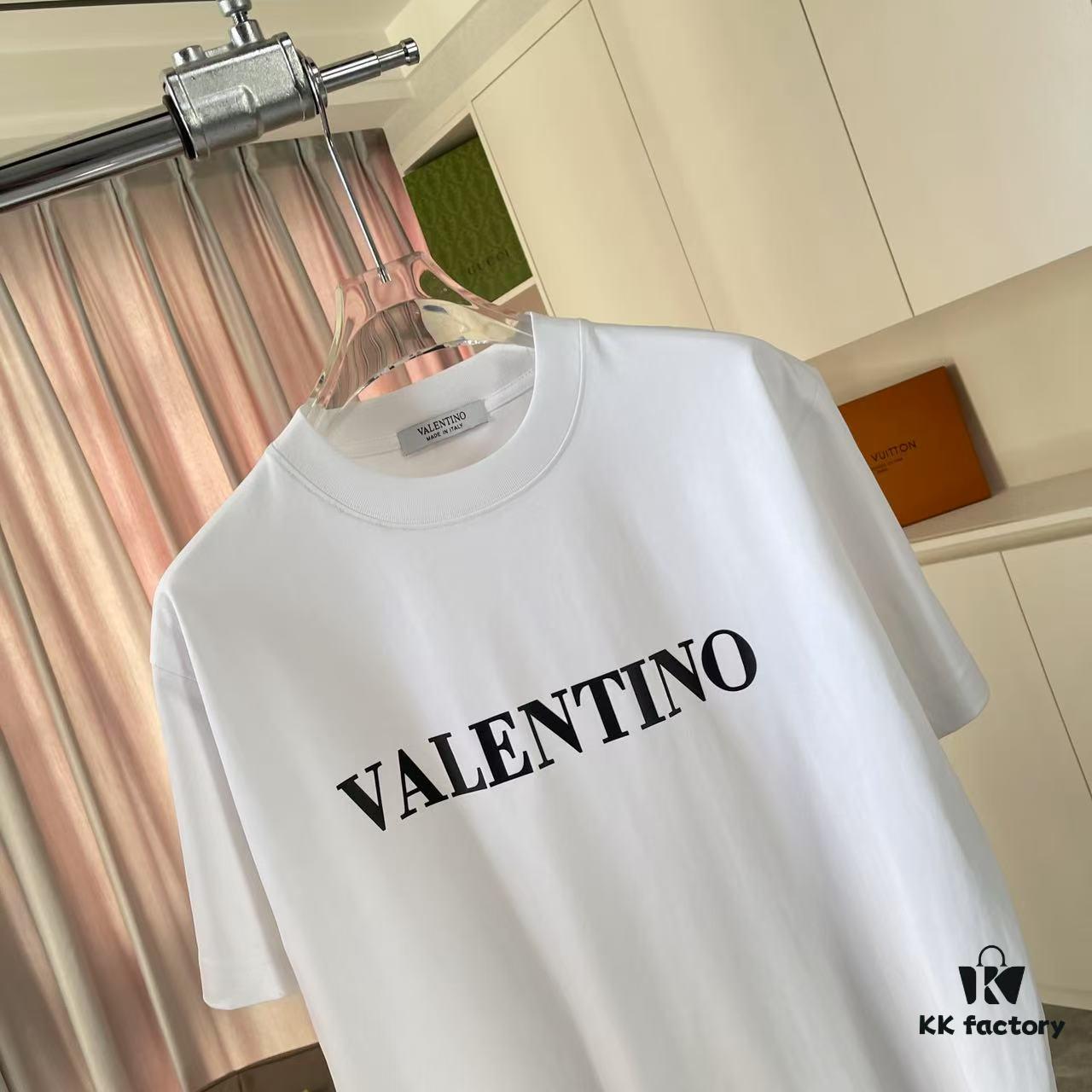 VALENTIN* Valentino 2025 Summer New Arrival Unisex Short Sleeve T-Shirt with Unique Letter Logo 3D Silicone Print Custom 300g Fabric