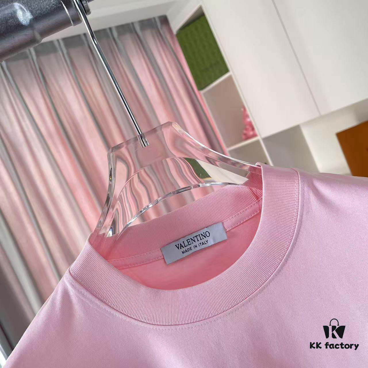 VALENTIN* Valentino 2025 Summer New Arrival Unisex Short Sleeve T-Shirt with Unique Letter Logo 3D Silicone Print on Custom 300g Fabric