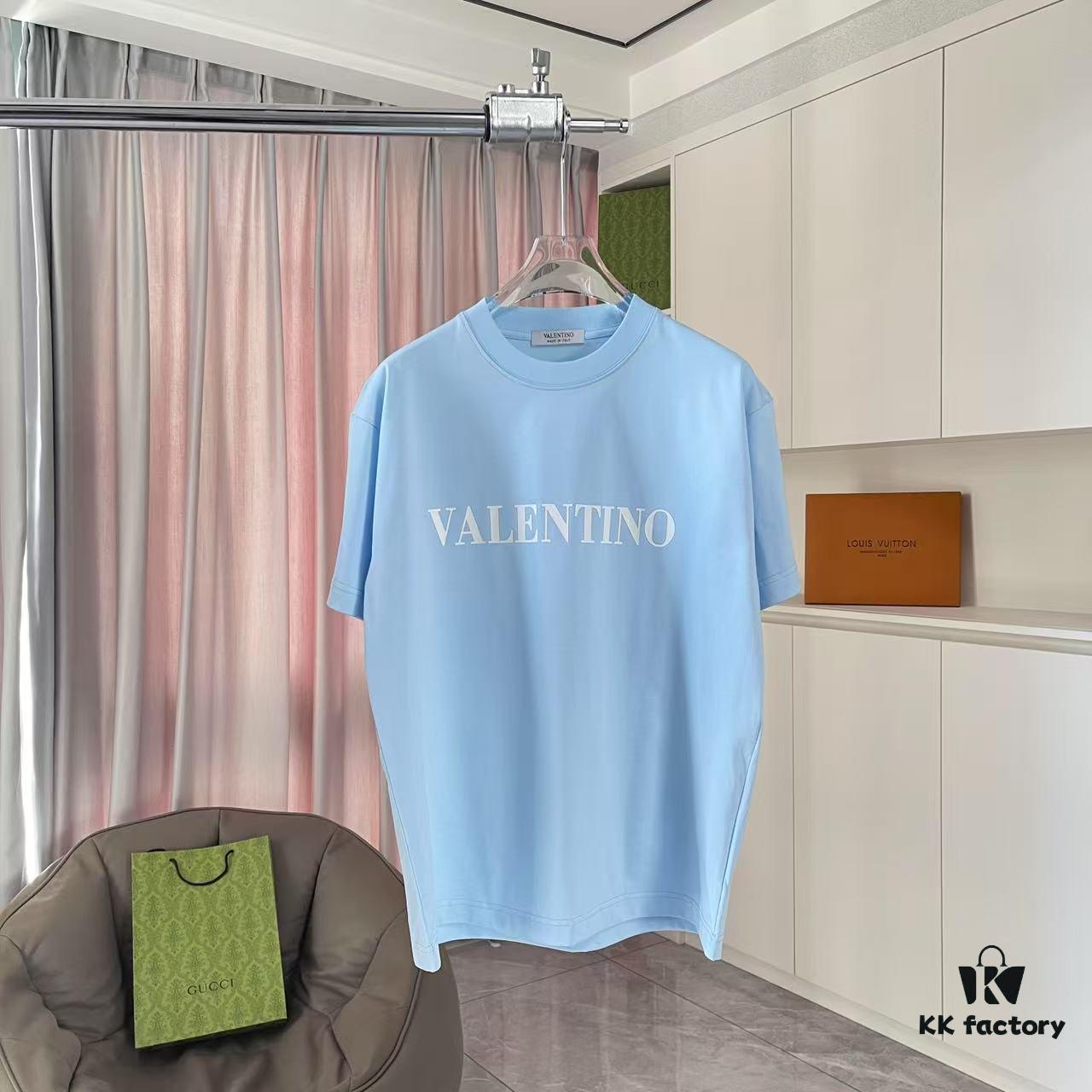 VALENTIN* Valentino 2025 Summer New Arrival Short-Sleeve T-Shirt with Unique Letter Logo 3D Silicone Print Unisex Design Premium 300g Custom Fabric
