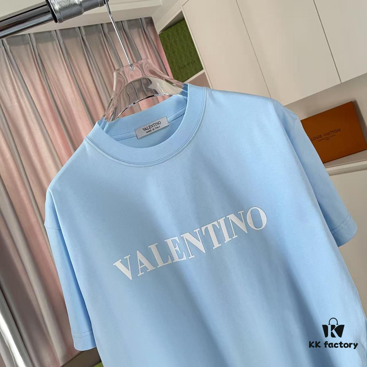 VALENTIN* Valentino 2025 Summer New Arrival Short-Sleeve T-Shirt with Unique Letter Logo 3D Silicone Print Unisex Design Premium 300g Custom Fabric