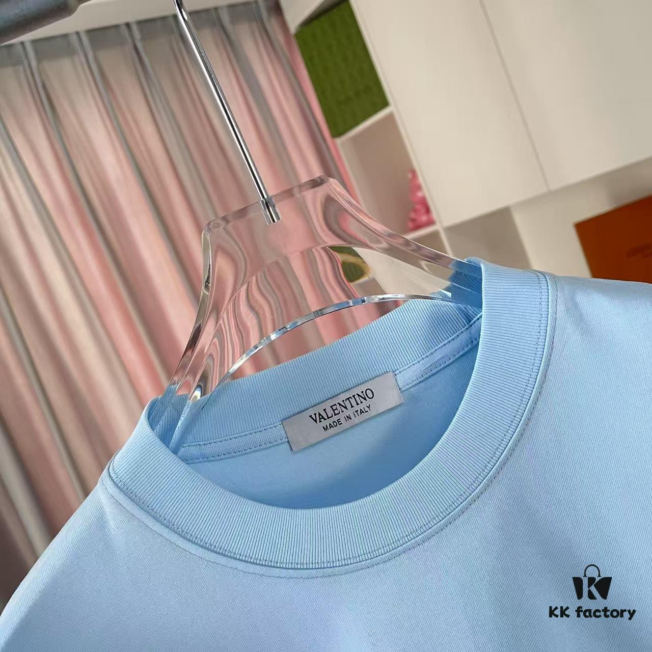 VALENTIN* Valentino 2025 Summer New Arrival Short-Sleeve T-Shirt with Unique Letter Logo 3D Silicone Print Unisex Design Premium 300g Custom Fabric