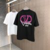 Valentino 2025 Spring/Summer New Arrival Round Neck Short Sleeve T-Shirt with Color-Lift 3D Thick-Plate Printing Technique, Made from 320g Double-Yarn Combed Cotton Fabric, Slightly Loose Unisex Fit
