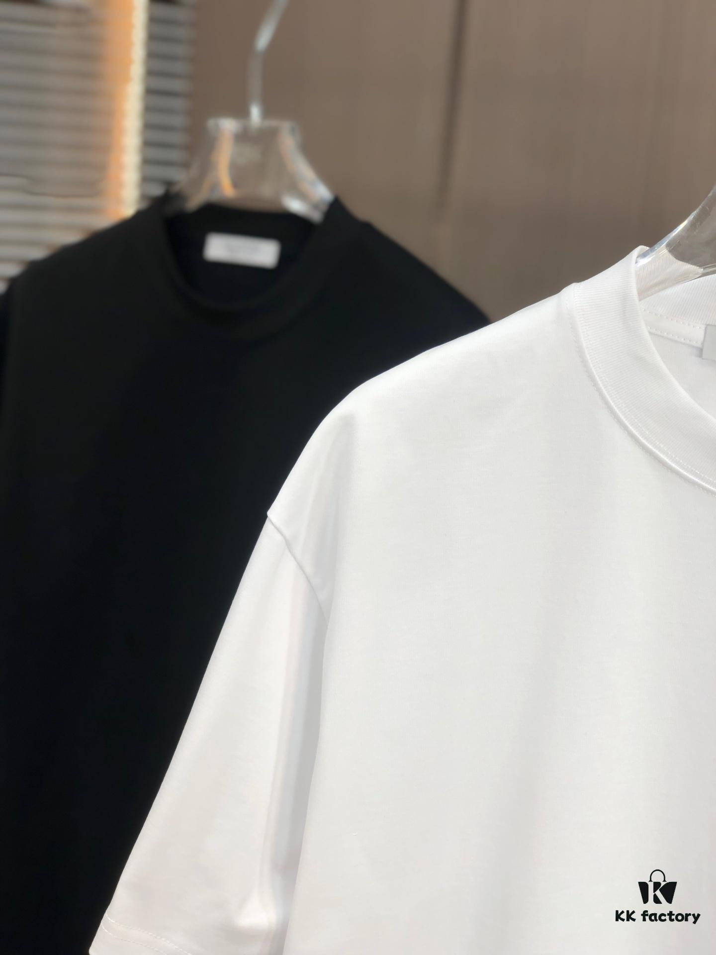 Valentino 2025 Spring/Summer New Arrival Round Neck Short Sleeve T-Shirt with Color-Lifted 3D Thick-Print Technology, Heavyweight 320g Double-Yarn Combed Cotton Fabric, Slightly Loose Unisex Fit