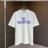 VALENTINO 2025 Spring Summer New Arrival Short Sleeve T-Shirt Heavyweight Cotton Flocked Logo