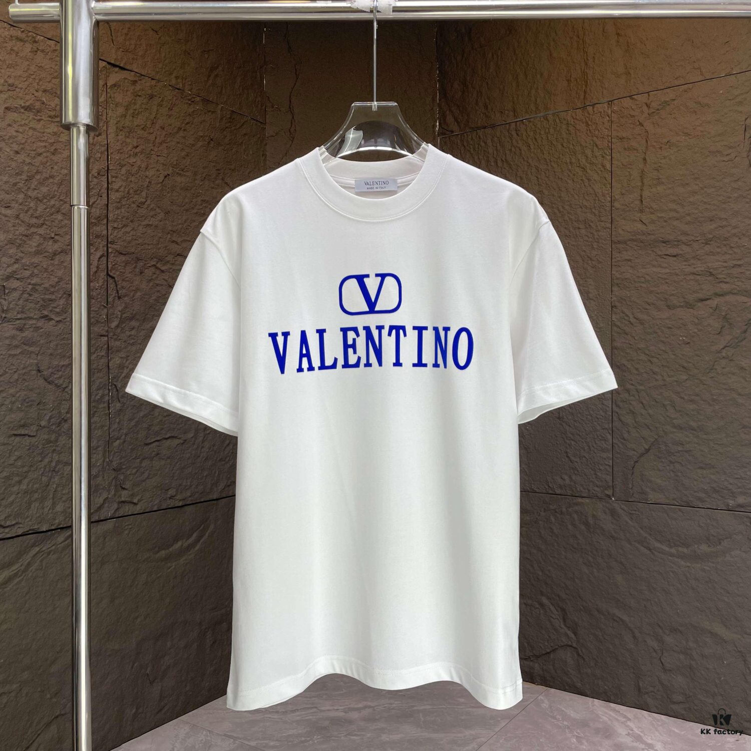 VALENTINO 2025 Spring Summer New Arrival Short Sleeve T-Shirt Heavyweight Cotton Flocked Logo