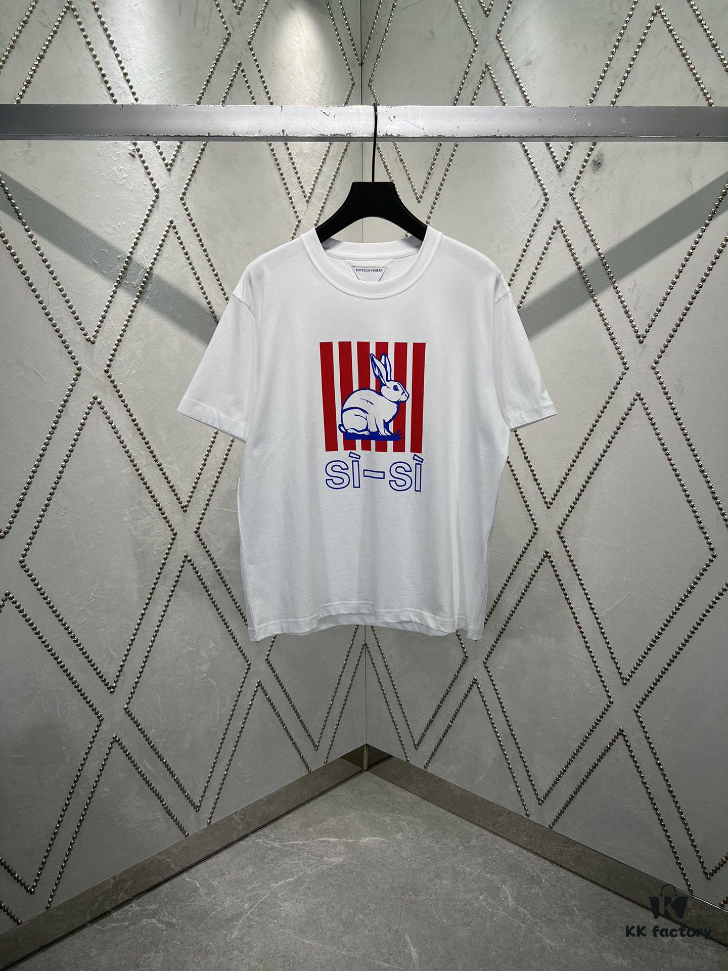 BV 25SS New Arrival Tech Cotton Knit Blend T-Shirt with Rabbit Illustration Print, Unisex