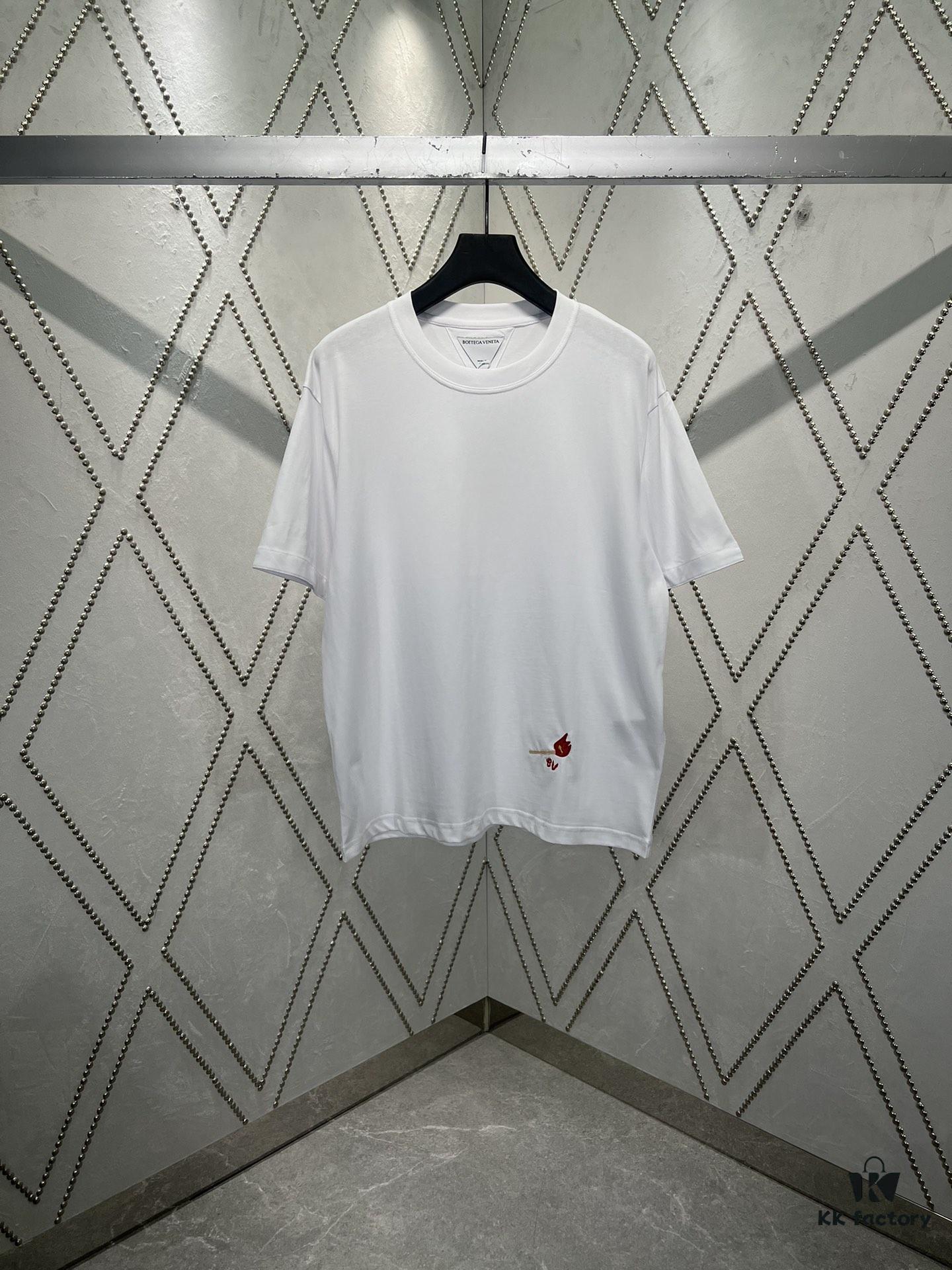 BV 25SS New Arrival Round Neck Cotton Matchstick Short Sleeve T-Shirt with Embroidery! Unisex