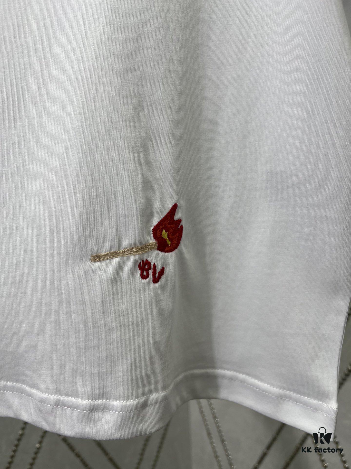 BV 25SS New Arrival Round Neck Cotton Matchstick Short Sleeve T-Shirt with Embroidery! Unisex