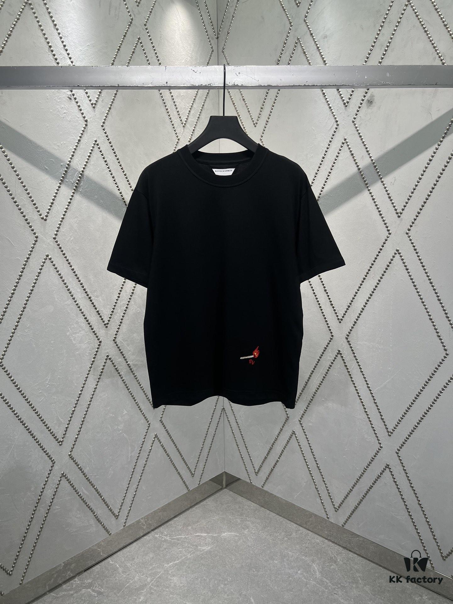 BV 25SS New Arrival Round Neck Cotton Matchstick Short Sleeve T-Shirt with Embroidery! Unisex