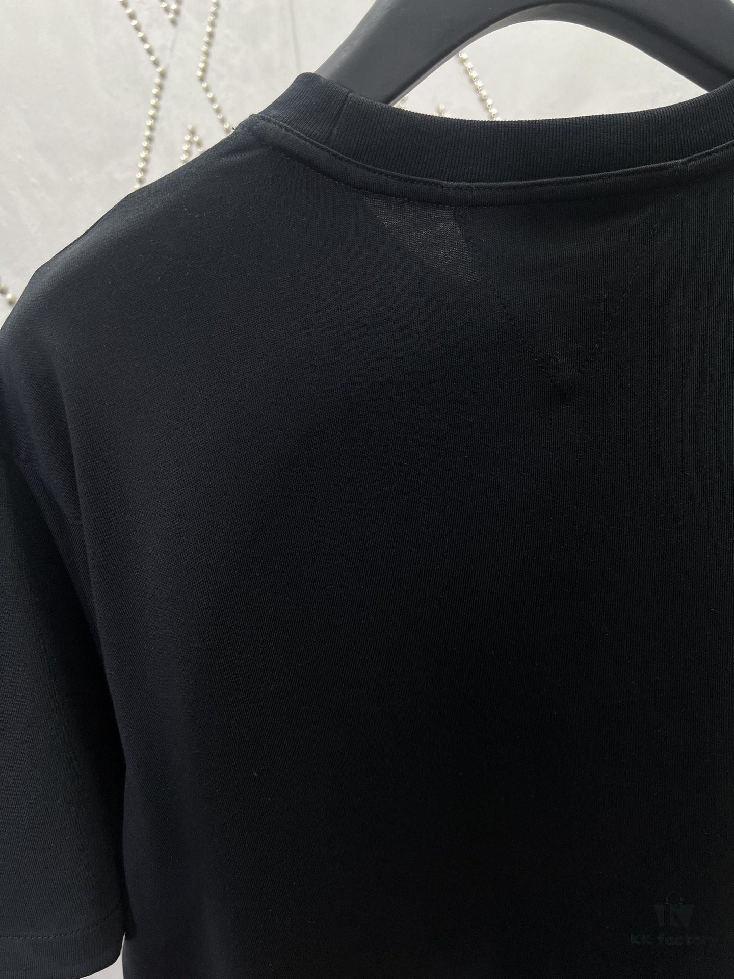 BV 25SS New Arrival Round Neck Cotton Matchstick Short Sleeve T-Shirt with Embroidery! Unisex