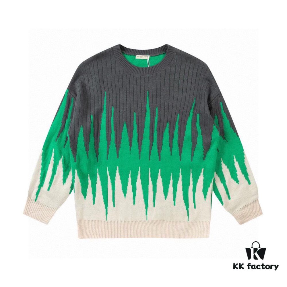 Bottega Veneta / BV 22SS Autumn-Winter New Round-Neck Wool Sweater, In-Store Exclusive Synchronized Release, Premium Quality with Tri-Color Panel Design