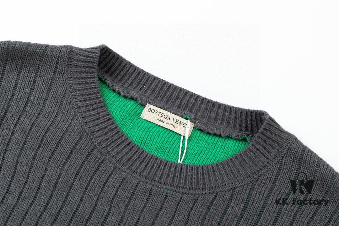 Bottega Veneta / BV 22SS Autumn-Winter New Round-Neck Wool Sweater, In-Store Exclusive Synchronized Release, Premium Quality with Tri-Color Panel Design