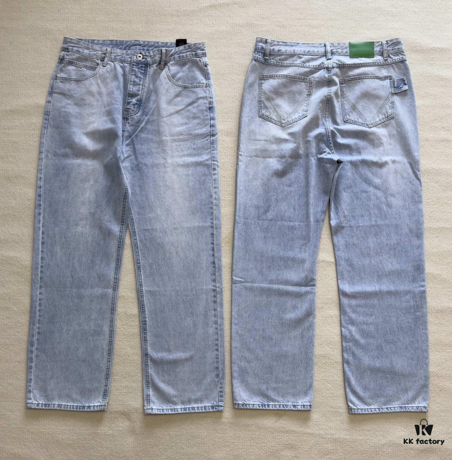 Bottega Veneta BV09 SS23 Solid Color Mid-Rise Zippered Straight Jeans Unisex Denim Trousers