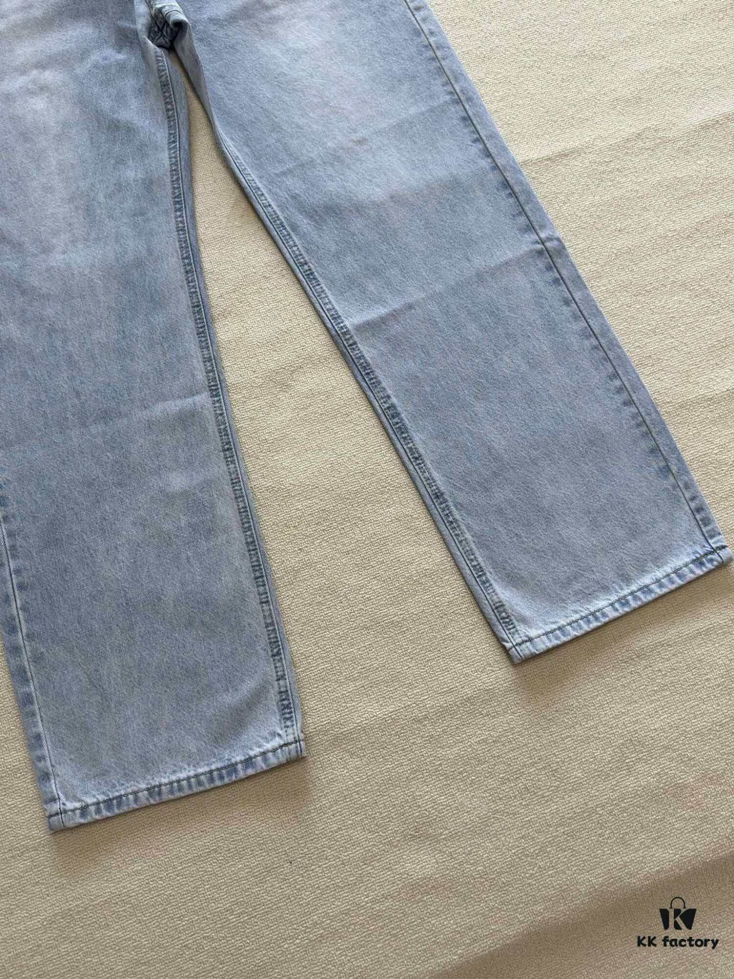 Bottega Veneta BV09 SS23 Solid Color Mid-Rise Zippered Straight Jeans Unisex Denim Trousers