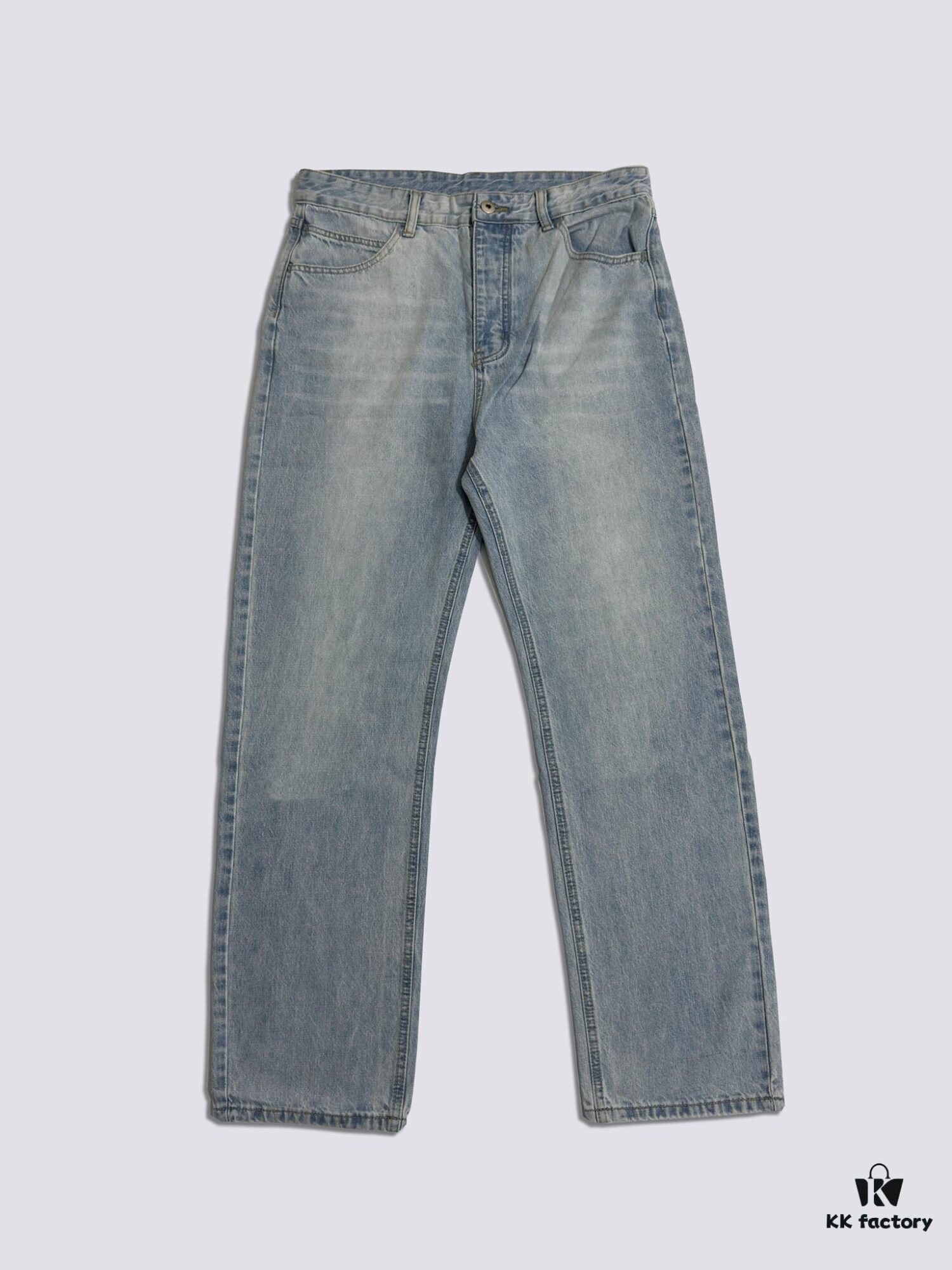 Bottega Veneta BV09 SS23 Solid Color Mid-Rise Zippered Straight Jeans Unisex Denim Trousers