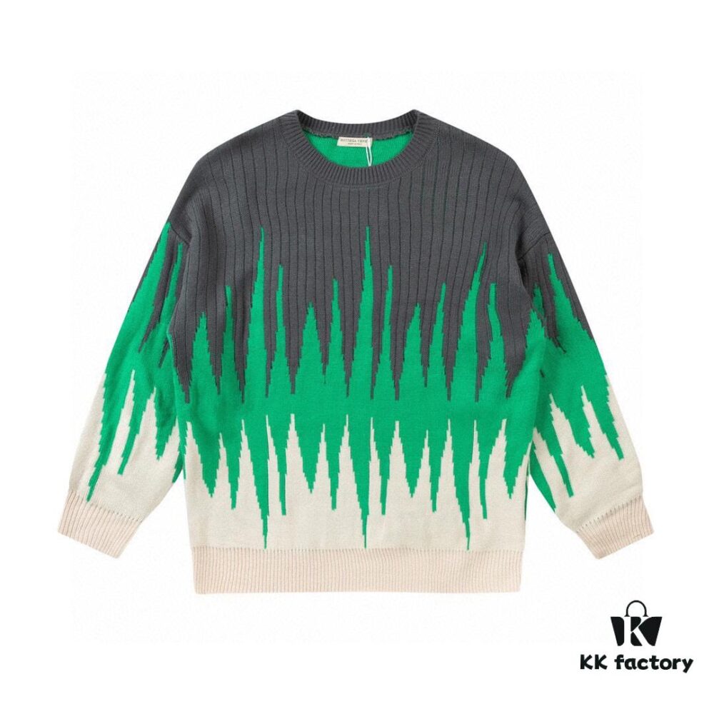 Bottega Veneta 22SS Autumn/Winter New Round-Neck Wool Sweater, Official Store Synchronized Release, Tri-Color Knit Design, High-End Fashion with Premium Quality