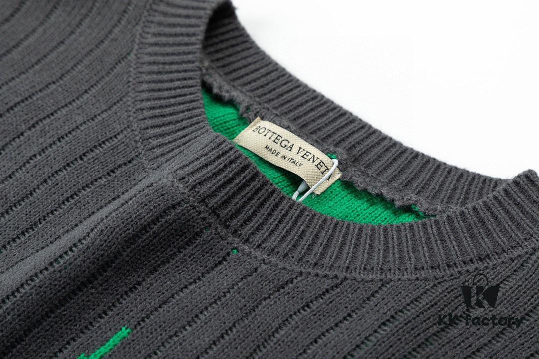 Bottega Veneta 22SS Autumn/Winter New Round-Neck Wool Sweater, Official Store Synchronized Release, Tri-Color Knit Design, High-End Fashion with Premium Quality