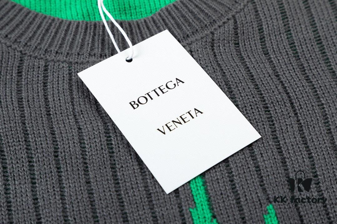 Bottega Veneta 22SS Autumn/Winter New Round-Neck Wool Sweater, Official Store Synchronized Release, Tri-Color Knit Design, High-End Fashion with Premium Quality