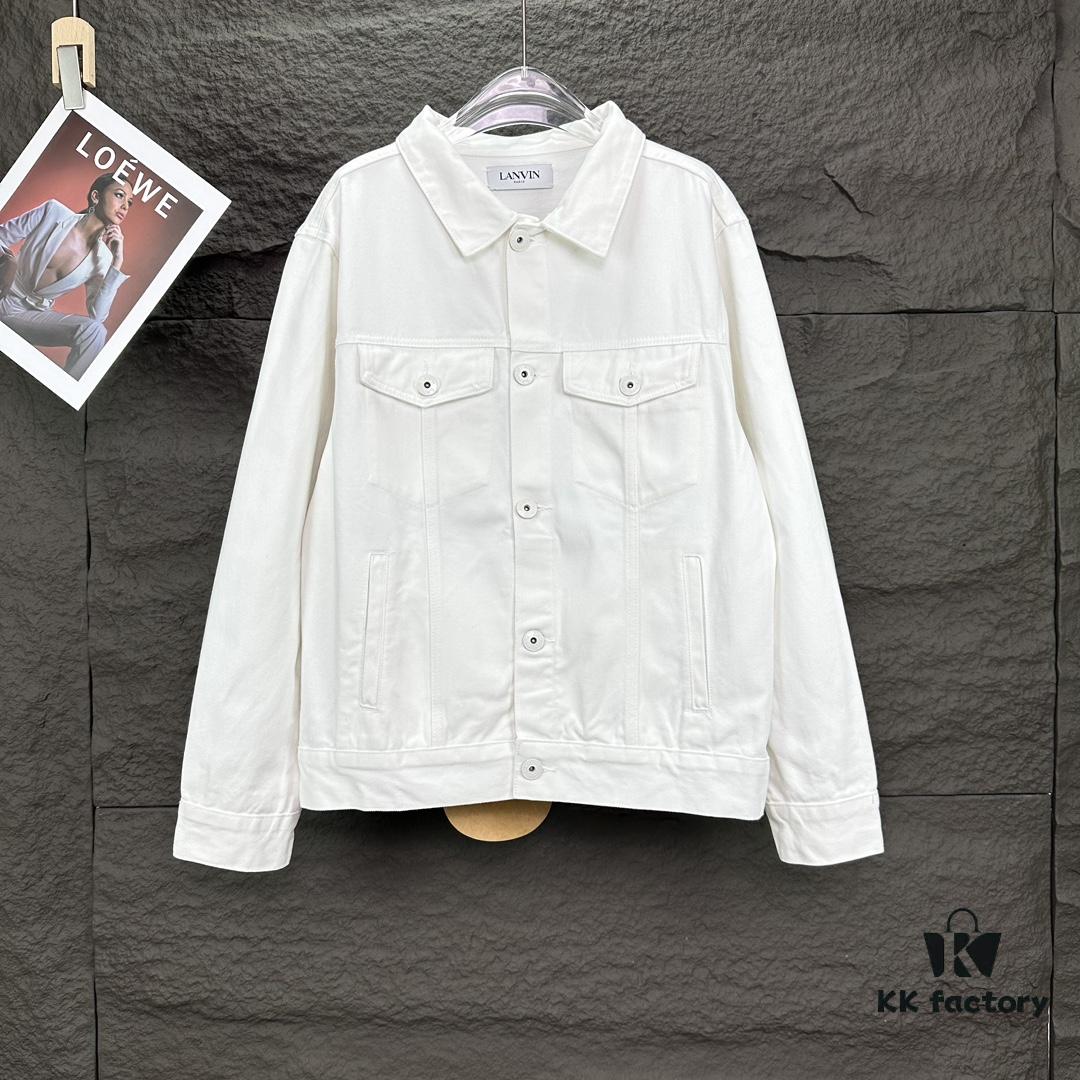 Lanvin 2025 Spring Collection Palm Tree 🌴 Letter Pattern Embroidered Couple Denim Jacket