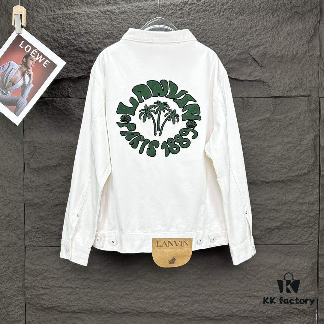 Lanvin 2025 Spring Collection Palm Tree 🌴 Letter Pattern Embroidered Couple Denim Jacket