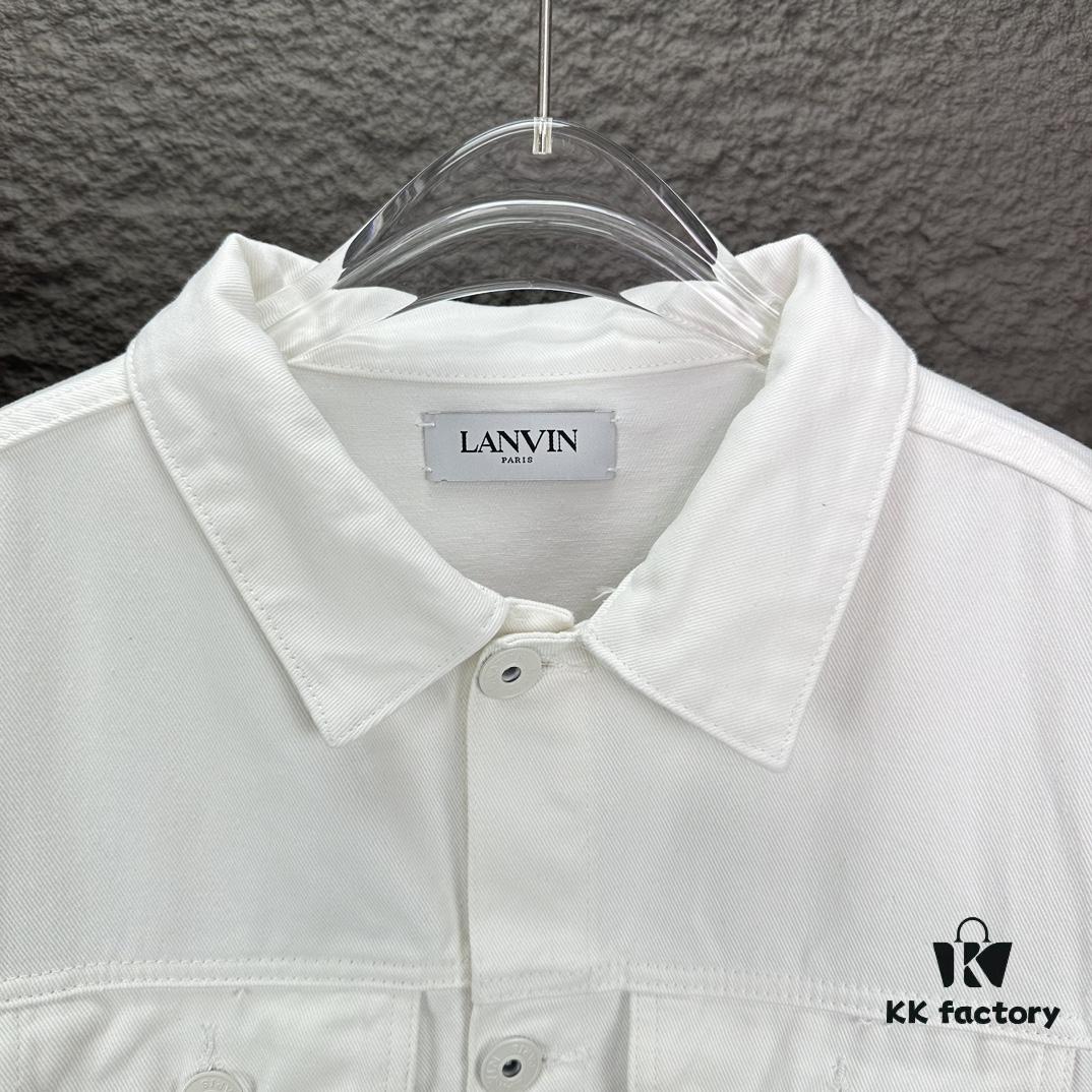 Lanvin 2025 Spring Collection Palm Tree 🌴 Letter Pattern Embroidered Couple Denim Jacket