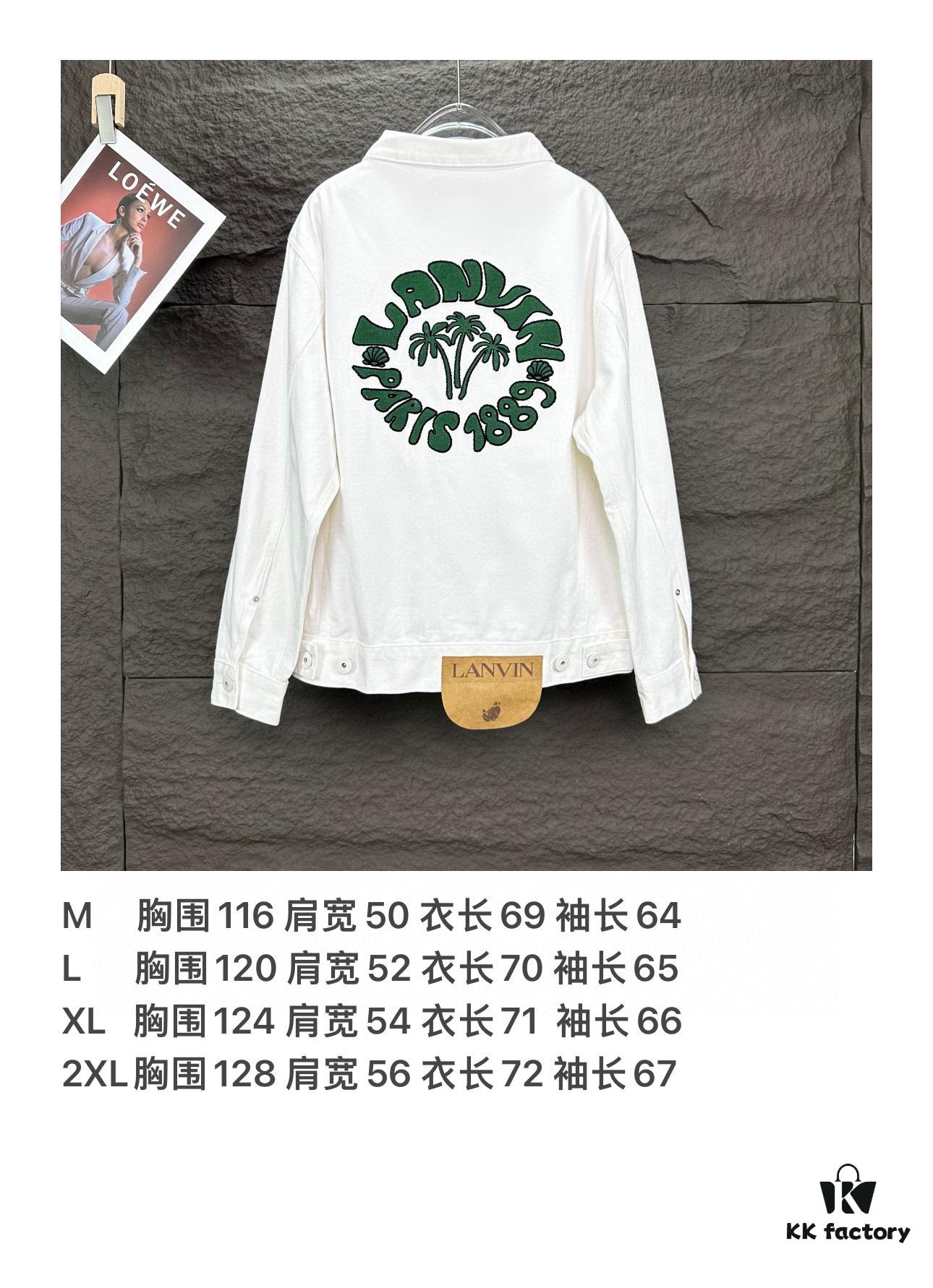 Lanvin 2025 Spring Collection Palm Tree 🌴 Letter Pattern Embroidered Couple Denim Jacket