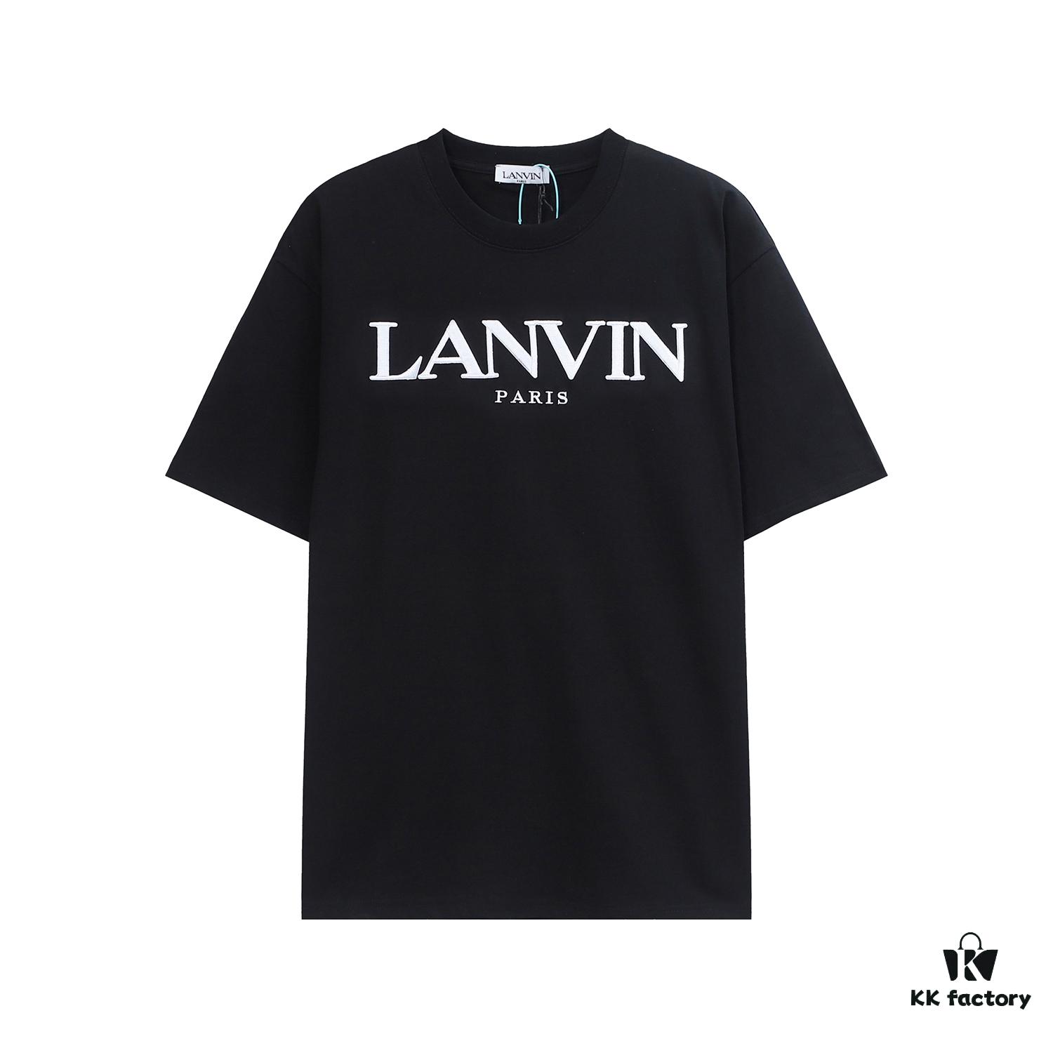 LANVIN LF38 New Arrival Cheng Yi Same Style Short Sleeve Embroidered Logo Letter Casual T-Shirt Round Neck Unisex Top
