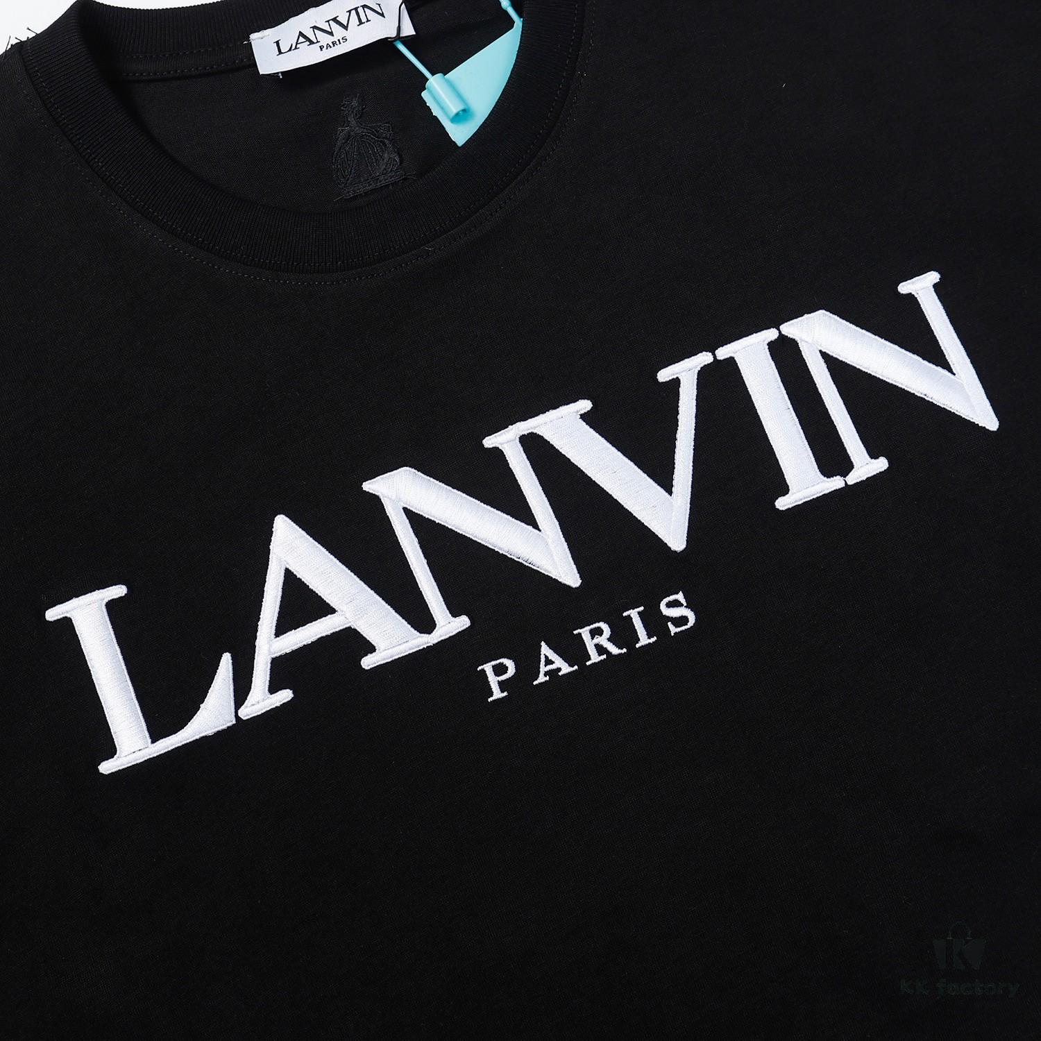 LANVIN LF38 New Arrival Cheng Yi Same Style Short Sleeve Embroidered Logo Letter Casual T-Shirt Round Neck Unisex Top