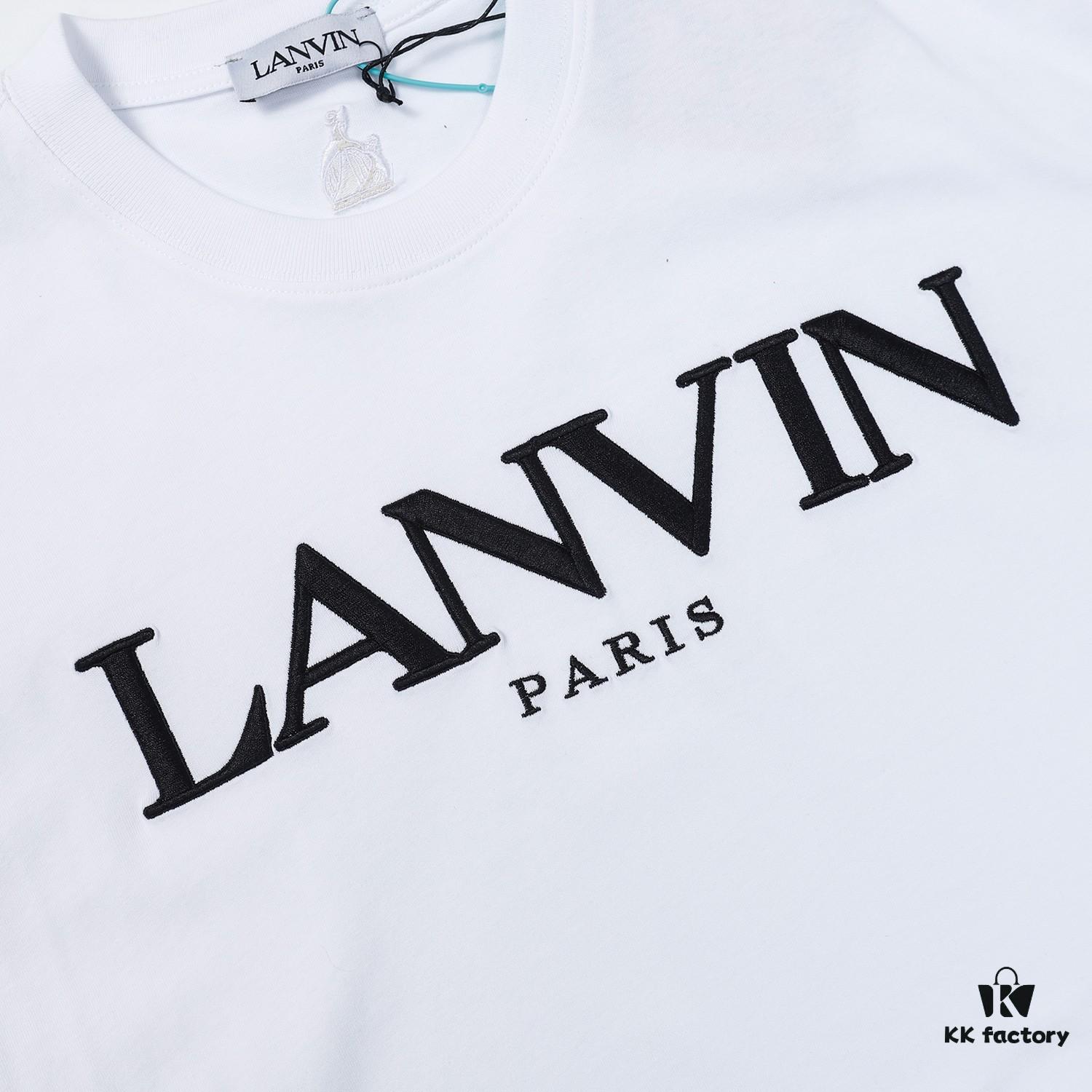 LANVIN LF38 New Arrival Cheng Yi Same Style Short Sleeve Embroidered Logo Letter Casual T-Shirt Round Neck Unisex Top