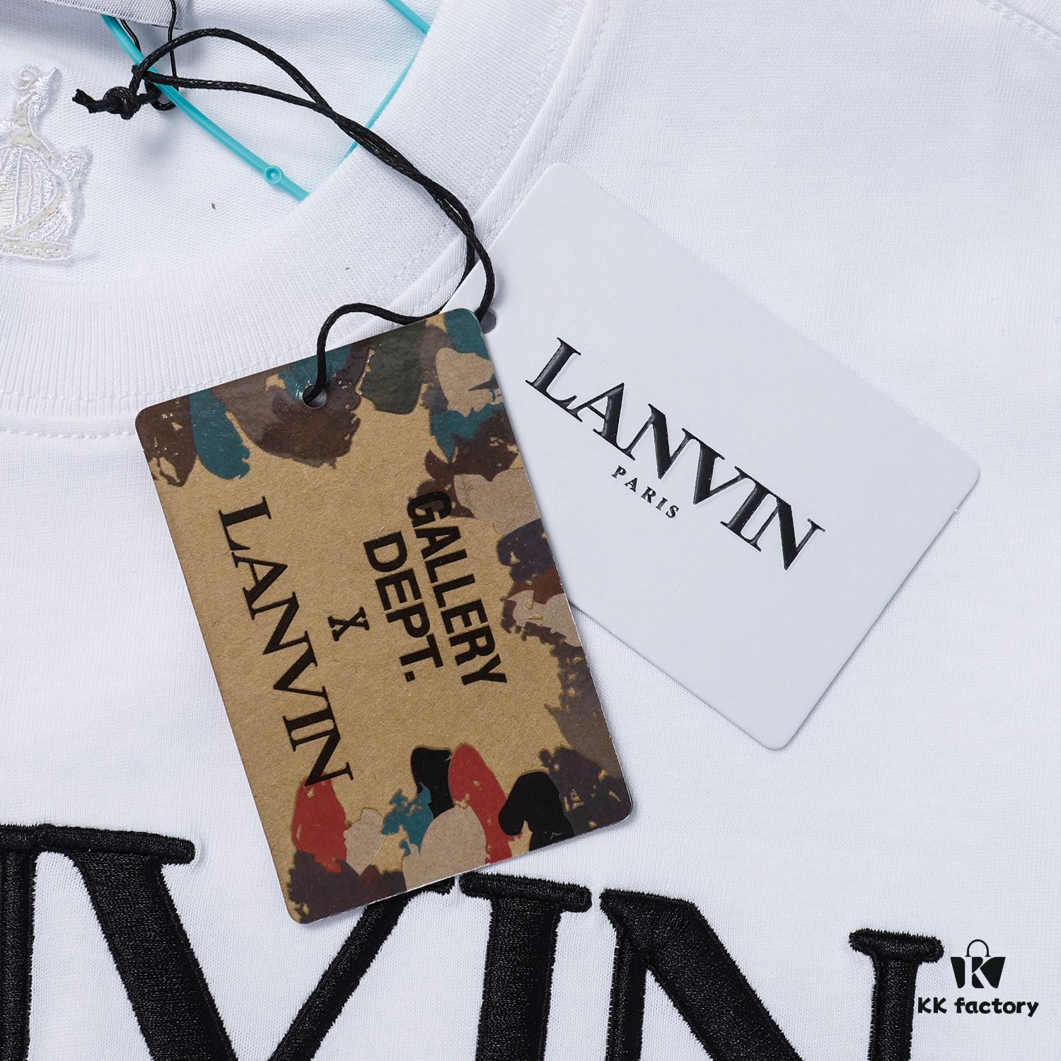 LANVIN LF38 New Arrival Cheng Yi Same Style Short Sleeve Embroidered Logo Letter Casual T-Shirt Round Neck Unisex Top