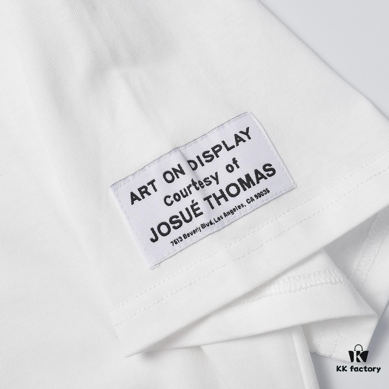 Lanvin LF57 Ink-Splatter Embroidered Loose Round-Neck Short-Sleeve Unisex Couple T-Shirt, Fashion Brand