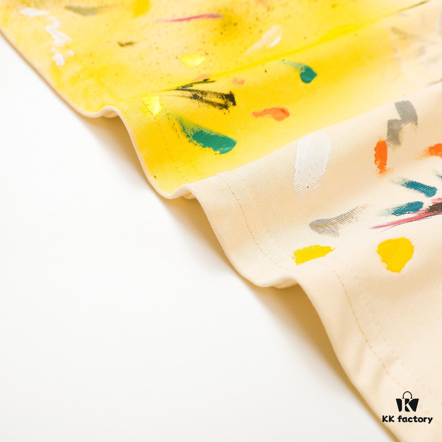 LF15 Lanvin x Gallery Dept Collaboration Beige Embroidered Splatter Cotton T-Shirt 240g Unisex S m L XL