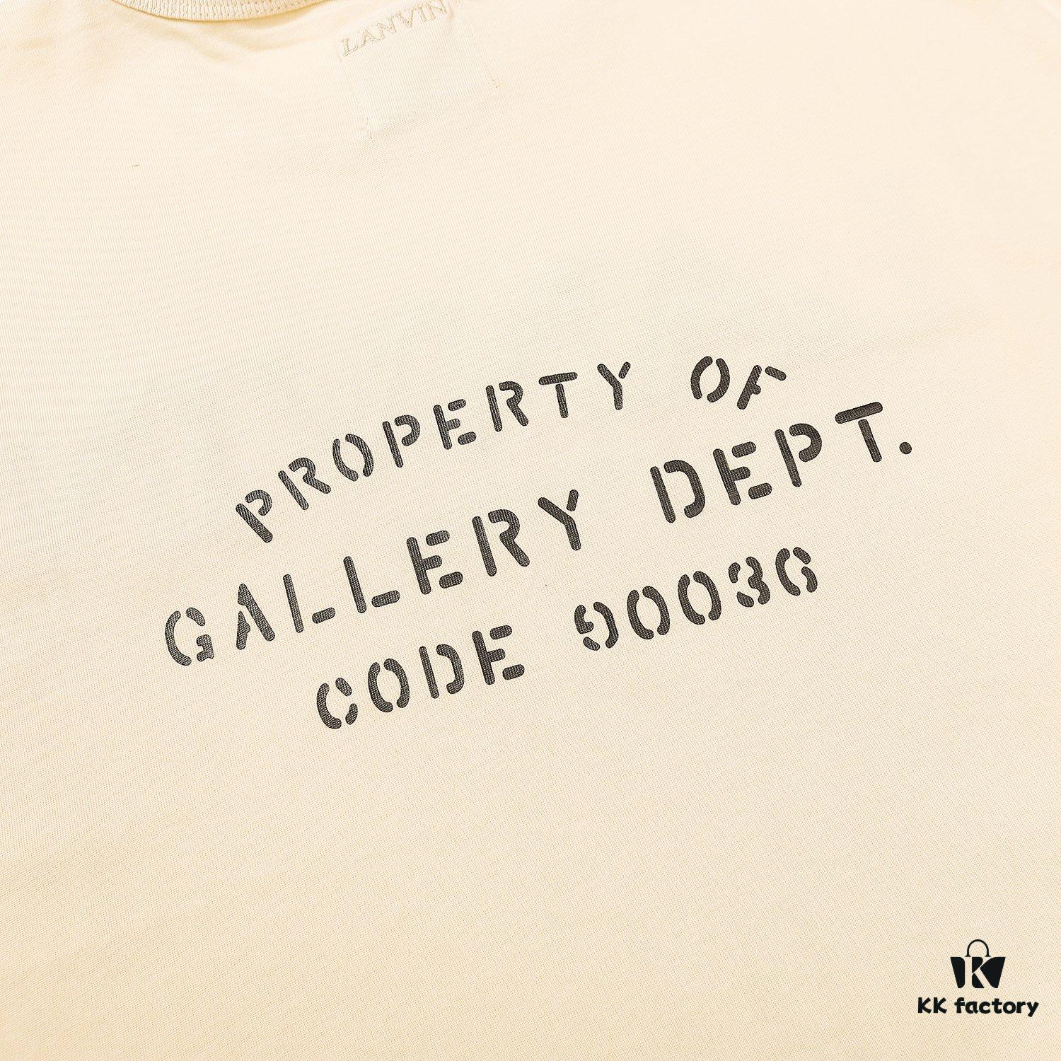 LF15 Lanvin x Gallery Dept Collaboration Beige Embroidered Splatter Cotton T-Shirt 240g Unisex S m L XL