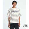 LF37 Summer New Arrival Streetwear LANVI Louvain Splatter Stripe Round Neck T-Shirt Unisex Short Sleeve, Custom-Woven 32-Single 100% Cotton Double-Yarn Plain Weave 250g