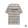 LF37 Summer New Arrival Streetwear LANVI Louvain Splatter Stripe Round Neck T-Shirt Unisex Short Sleeve, Custom-Woven 32-Single 100% Cotton Double-Yarn Plain Weave 250g