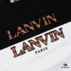 LANVIN New Arrival Simple Heavy Embroidery Logo T-Shirt (Same as Cheng Yi's Style), Unisex, Custom Woven Fabric, Ribbed Collar Resistant to Deformation