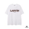 LANVIN New Arrival Simple Heavy Embroidery Logo T-Shirt (Same as Cheng Yi's Style), Unisex, Custom Woven Fabric, Ribbed Collar Resistant to Deformation