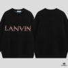 LF20 Lanvin Oversized Round Neck Sweater, Unisex Couple's Style, Trendy Pullover for Men and Women, Orange and Black, Size S to XL
