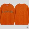 LF20 Lanvin Oversized Round Neck Sweater, Unisex Couple's Style, Trendy Pullover for Men and Women, Orange and Black, Size S to XL