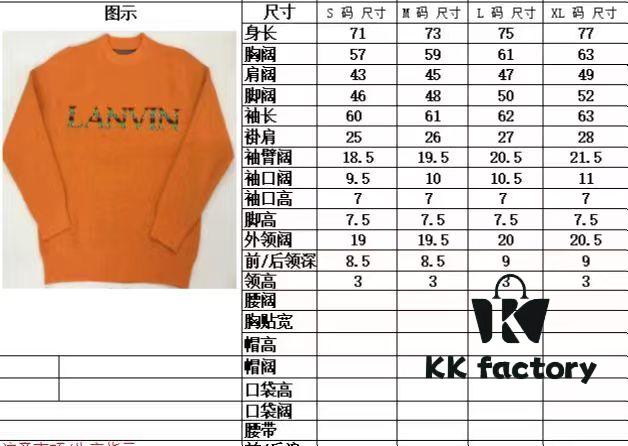 LF20 Lanvin Oversized Round Neck Sweater, Unisex Couple's Style, Trendy Pullover for Men and Women, Orange and Black, Size S to XL