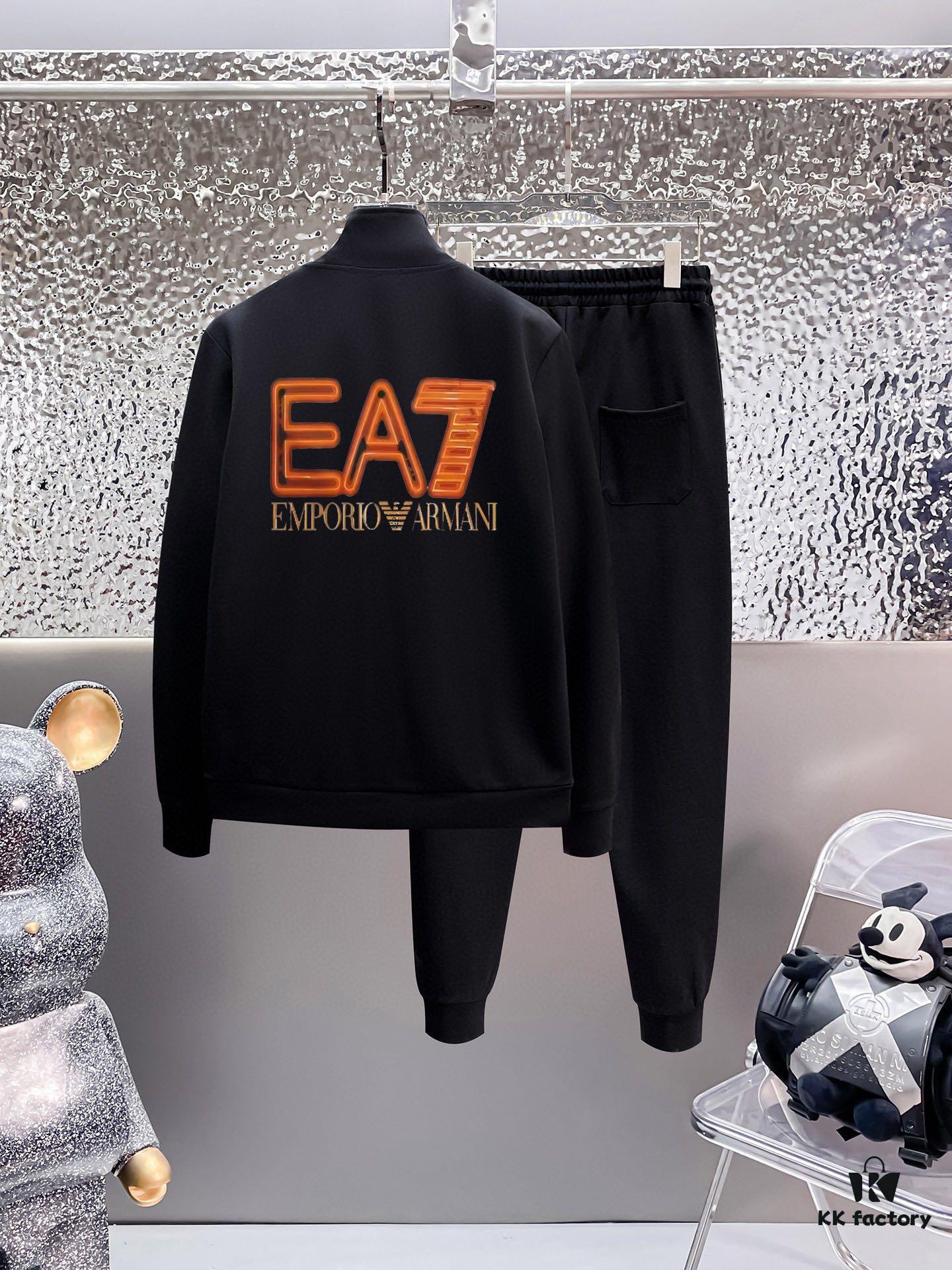 ARMANI Armani 2025 New Best-Selling Cardigan Sweatshirt Set, Premium Natural Roman Cotton, Full-Zip Comfort Fit Outfit for Plus Sizes