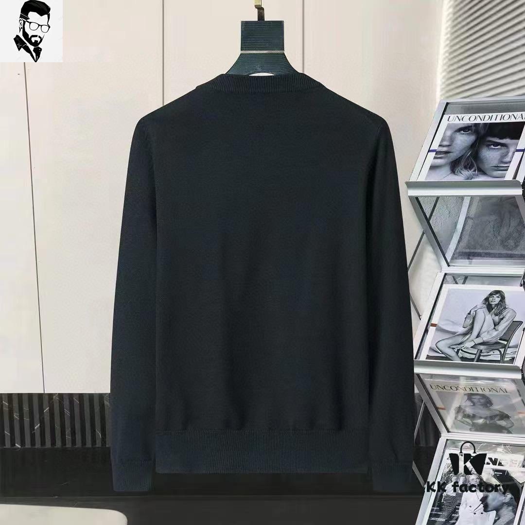 ARMANI Men's Autumn-Winter Classic Round-Neck Wool Pullover Sweater, 2025 New Arrival, Premium Wool Blend, Slim Fit, Timeless Design with Contrasting Logo