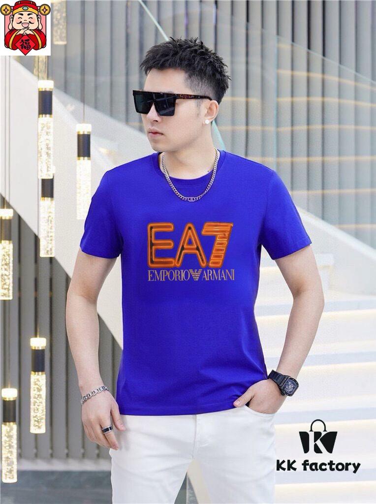 Armani Men's Casual Short-Sleeve T-Shirt, 2025 Spring/Summer New Arrival, Premium Logo Craftsmanship, Imported Silk-Cotton Fabric, Stylish and Versatile Design