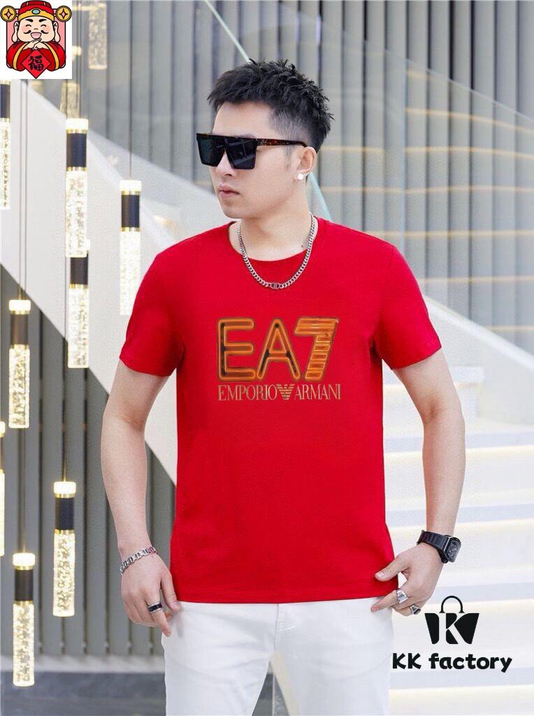 Armani Men's Casual Short-Sleeve T-Shirt, 2025 Spring/Summer New Arrival, Premium Logo Craftsmanship, Imported Silk-Cotton Fabric, Stylish and Versatile Design