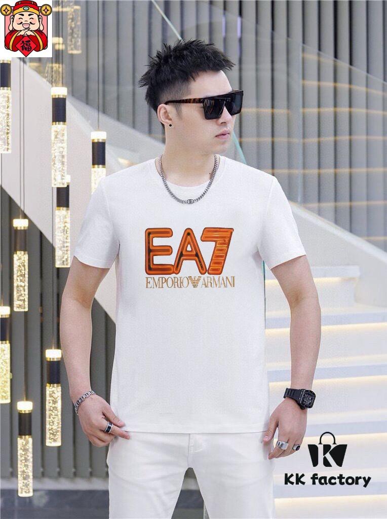 Armani Men's Casual Short-Sleeve T-Shirt, 2025 Spring/Summer New Arrival, Premium Logo Craftsmanship, Imported Silk-Cotton Fabric, Stylish and Versatile Design