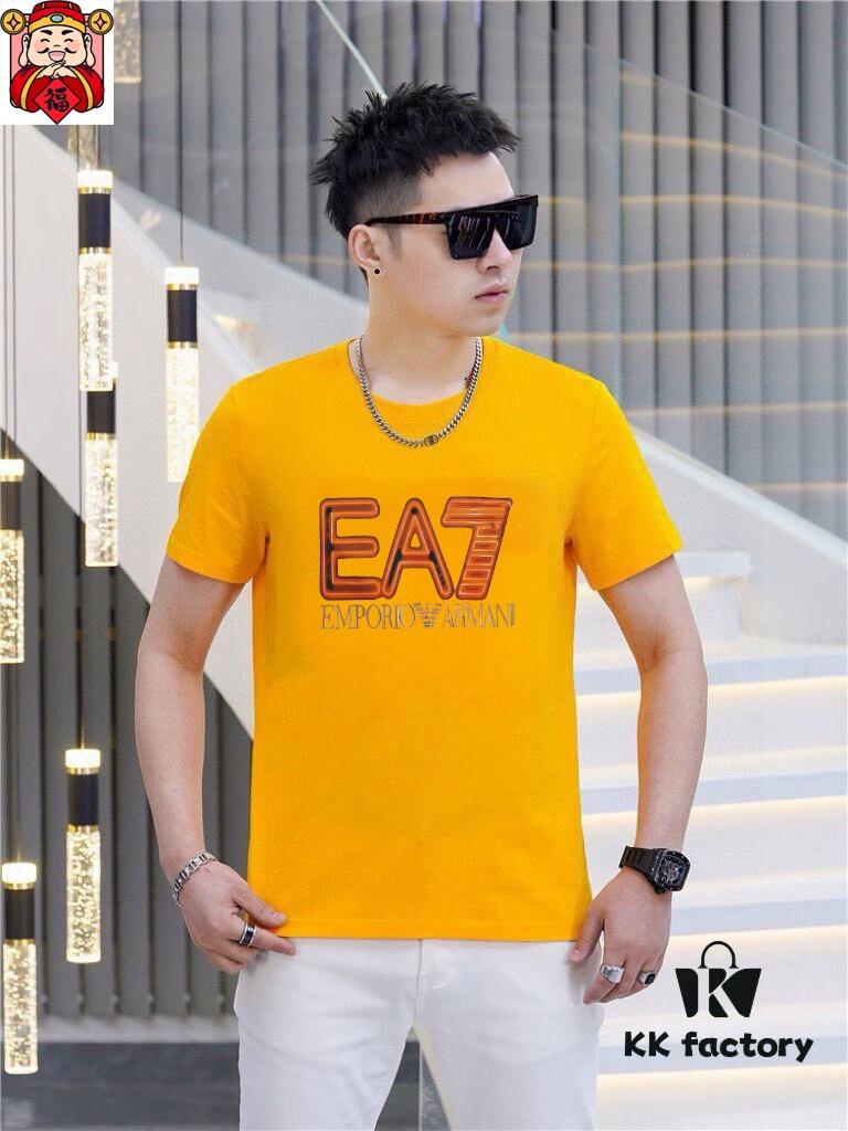 Armani Men's Casual Short-Sleeve T-Shirt, 2025 Spring/Summer New Arrival, Premium Logo Craftsmanship, Imported Silk-Cotton Fabric, Stylish and Versatile Design