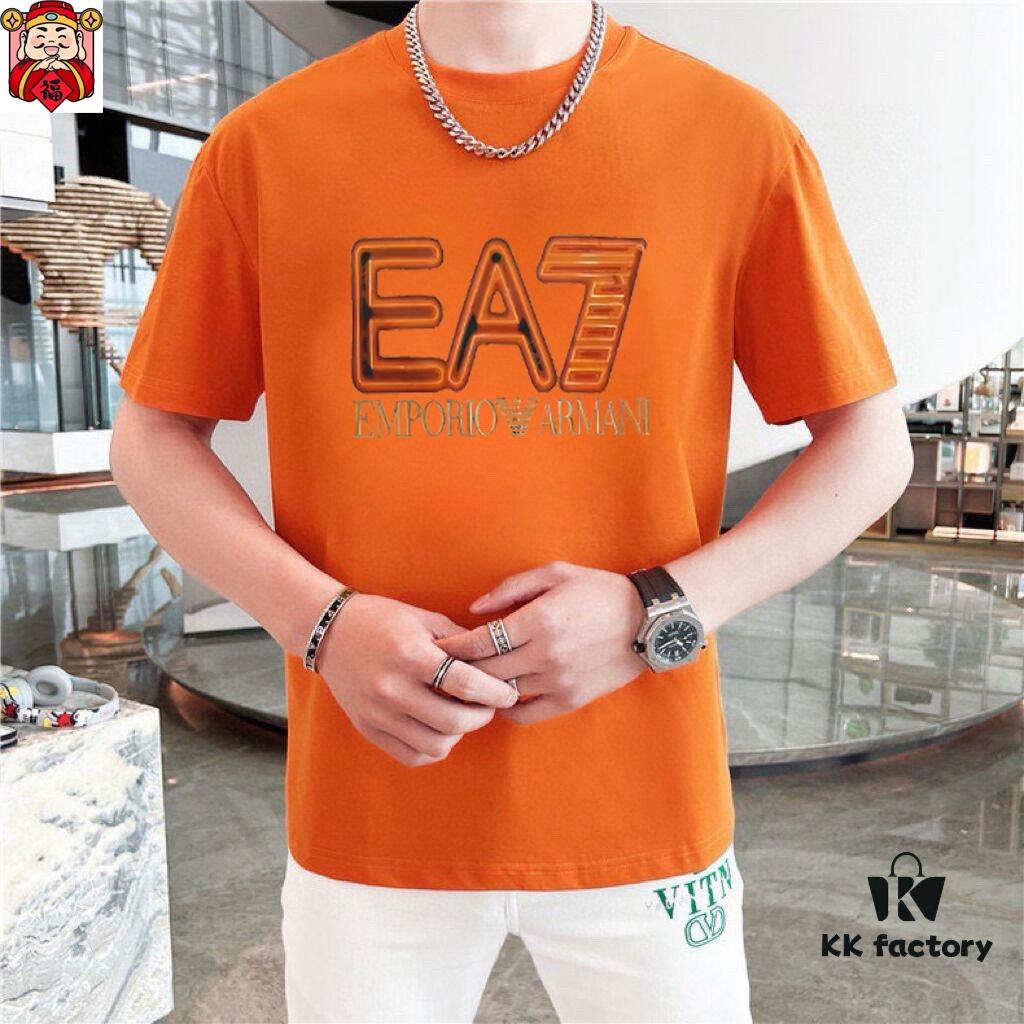 Armani Men's Casual Short-Sleeve T-Shirt, 2025 Spring/Summer New Arrival, Premium Logo Craftsmanship, Imported Silk-Cotton Fabric, Stylish and Versatile Design