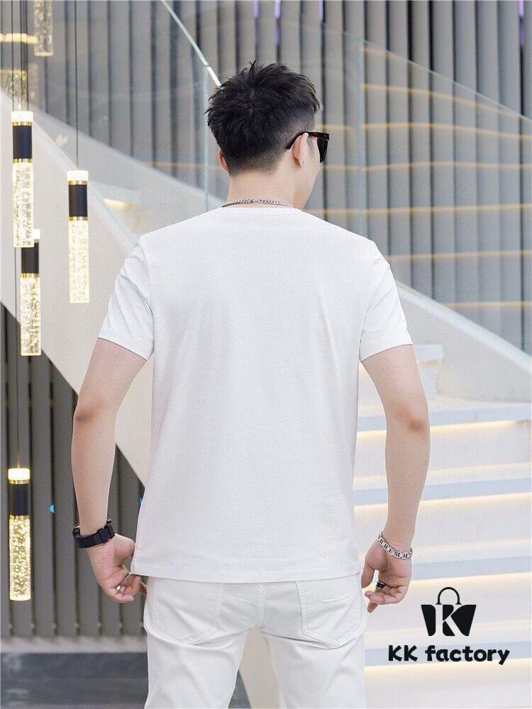 Armani Men's Casual Short-Sleeve T-Shirt, 2025 Spring/Summer New Arrival, Premium Logo Craftsmanship, Imported Silk-Cotton Fabric, Stylish and Versatile Design